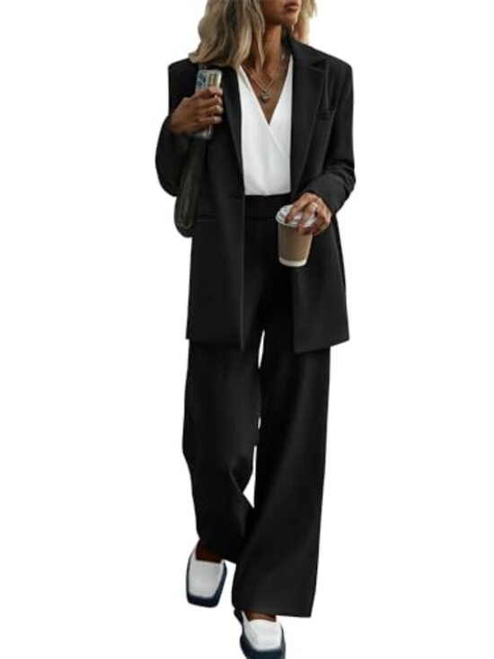 Dresses & Skirts - 🆕 Women's Fall 2 Piece Blazer Set Casual Loose Long Blazer Jackets and